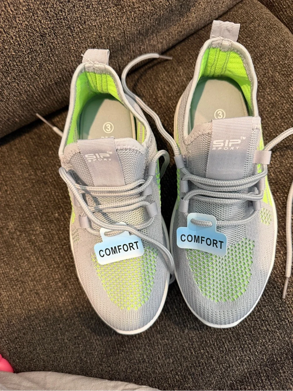 Kids Comfort Knit Sneakers - Gray & Lime